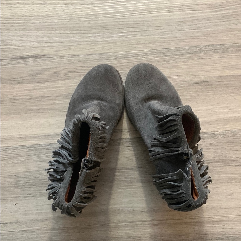Lucky Brand Fringe Suede Wedge Ankle Boots - Picture 2 of 5